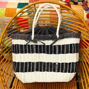 Black and White Wicker Bag